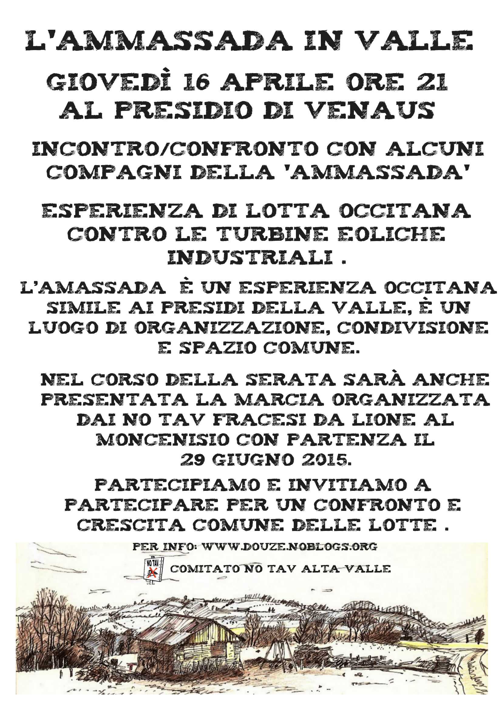 Stasera l’Ammassada incontra la Valsusa al presidio di Venaus