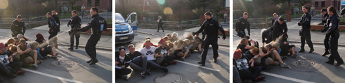 Sonneberger Reizgasfestspiele: Jeder durfte mal. Wer gerne mal genauer in die enthemmten, entmenschten Visagen der Bullen zoomen will und sich eine vielsagende Mischung aus Überforderung, Erregung und Herrenmenschentum anschauen will, kann sich die Fotostrecke beim Journalisten Lionel C. Bendtner anschauen.