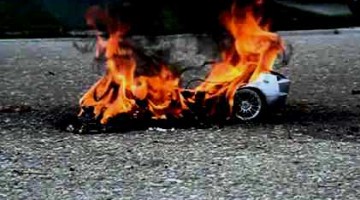little car on fire