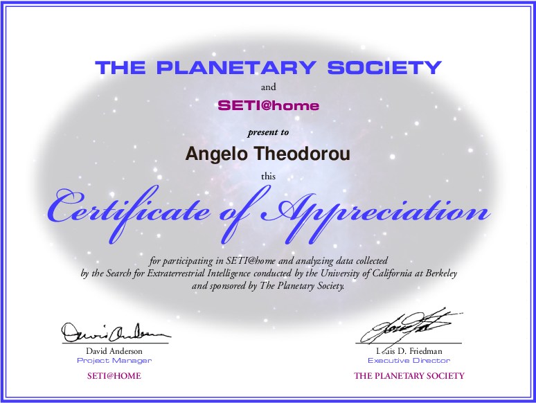 Certificate of Appreciation