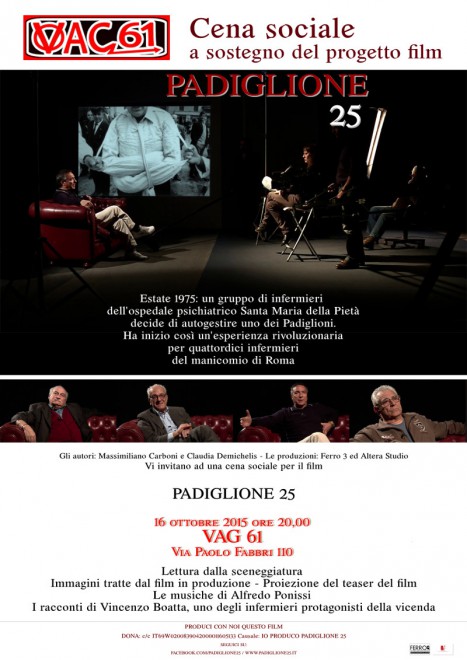 “Padiglione 25”: cena, letture, immagini, musiche e racconti @ Vag61 | Bologna | Emilia-Romagna | Italia
