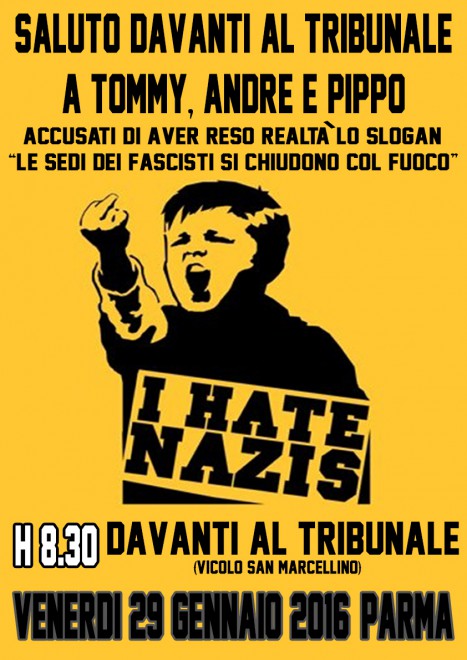Parma - Saluto solidale al processo compagni antifascisti