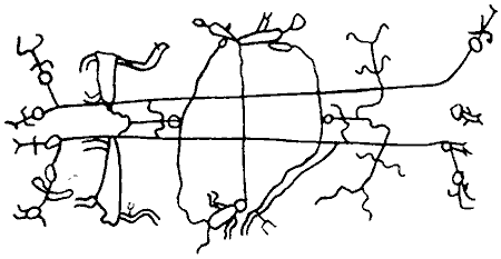 Disegno di un Chukchee della Siberia in cui sono rappresentati degli uomini-spiriti dell'Amanita muscaria  nell'aldila