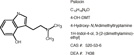 Psilocin
(4-Hydroxy-N,N-dimethyltryptamine)