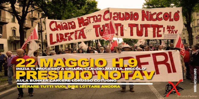 22 maggio – Presidio per l’inizio del processo a Chiara, Claudio, Mattia e Niccolò!